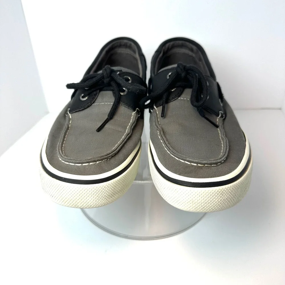 Sperry Top-Sider Mens Grey Black Canvas Leather Boat Shoes‎ STS22946 Size 9